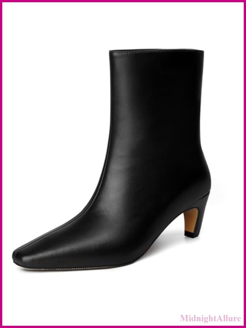 Womens Kitten Low Heel Square Toe Ankle Boots Leather Pull-On Booties